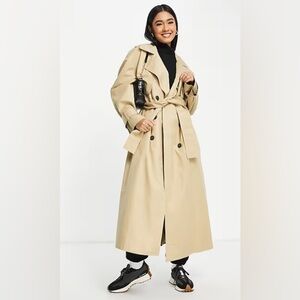 ASOS EDITION trench coat with tie in camel
